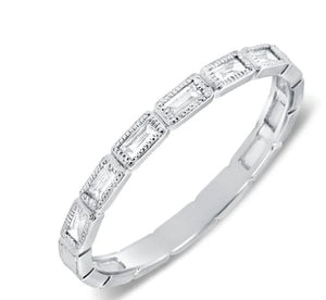 14KW Diamond Baguette and Miligrain Ring - Kelly Wade Jewelers Store