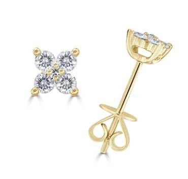 Diamond Flower Stud Earrings - Kelly Wade Jewelers Store