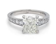 Platinum cushion cut diamond c - Kelly Wade Jewelers Store